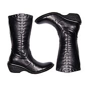 Винтаж handmade. Livemaster - original item Chic cowboy boots made of genuine black leather. Handmade.