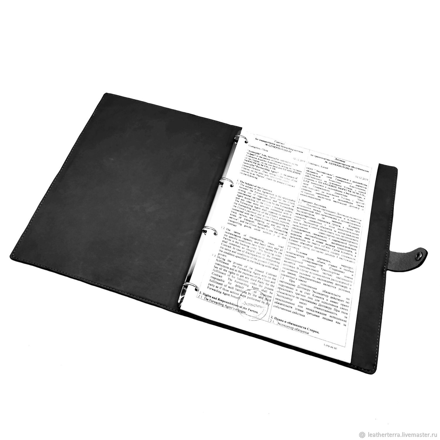 Кожаная папка А4 на кольцах. Для документов в интернет-магазине на ...