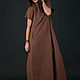 Brown dress made of natural linen - DR0390LE, Dresses, Sofia,  Фото №1