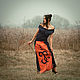 Long Ornamented Orange Linen Skirt «Arabesco». Skirts. mongolia. My Livemaster. Фото №5