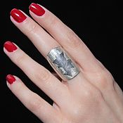 Украшения handmade. Livemaster - original item Minima Series Feather Ring in silver with embossed wide ring ASH0027. Handmade.