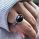 Серебряное кольцо с чёрным обсидианом, Кольца, Москва,  Фото №1
