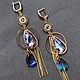 Gold-plated earrings with cubic zirconia and Swarovski, Earrings, St. Petersburg,  Фото №1