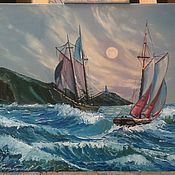 Картины и панно handmade. Livemaster - original item Oil painting Sea painting Storm in the Bay. Handmade.