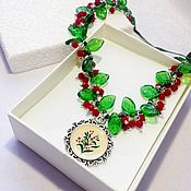 Украшения handmade. Livemaster - original item Necklace, pendant Decoration, painting, Necklace, Czech glass. Handmade.
