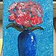 Синяя ваза с красными цветами. Картины. Imaginarium Art Gifts. Интернет-магазин Ярмарка Мастеров.  Фото №2