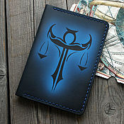 Сумки и аксессуары handmade. Livemaster - original item The passport cover is leather with a zodiac Libra pattern. Handmade.
