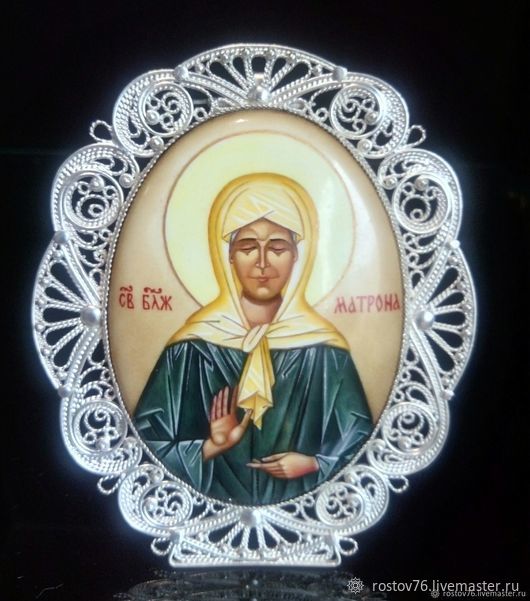 Икона ,, Святая Матрона " финифть – заказать на Ярмарке Мастеров ...