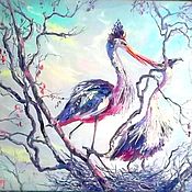 Картины и панно handmade. Livemaster - original item Oil painting on canvas 50/60 bird`s nest 