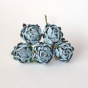 Материалы для творчества handmade. Livemaster - original item Paper flowers for scrapbooking ranunculus blue, 1pc.. Handmade.