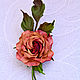 Leather Flowers Rose Triumph Tea Brooch gift for woman. Brooches. flowersstyle (flowersstyle). My Livemaster. Фото №4