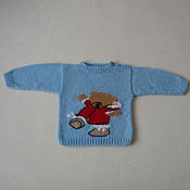 Одежда детская handmade. Livemaster - original item Blue jumper with teddy bear. Handmade.