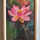 Picture of a pink Lotus flower on a green background in a frame, pastel. Pictures. olga-klim (olga-klim). Online shopping on My Livemaster.  Фото №2
