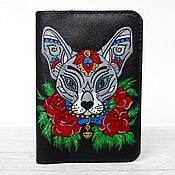 Сумки и аксессуары handmade. Livemaster - original item Egypt Cat Leather Passport Cover. Handmade.