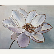 Картины и панно handmade. Livemaster - original item Painting white flower interior painting with gold. Handmade.