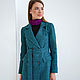 Coat Blue woolen jacket in a cage, blue short demi coat. Coats. mozaika-rus. My Livemaster. Фото №4