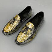 Обувь ручной работы handmade. Livemaster - original item Python leather loafers, in exclusive painting!. Handmade.