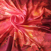 Аксессуары handmade. Livemaster - original item Handkerchief Batik Maple Leaf Silk 100% Hand-painted. Handmade.