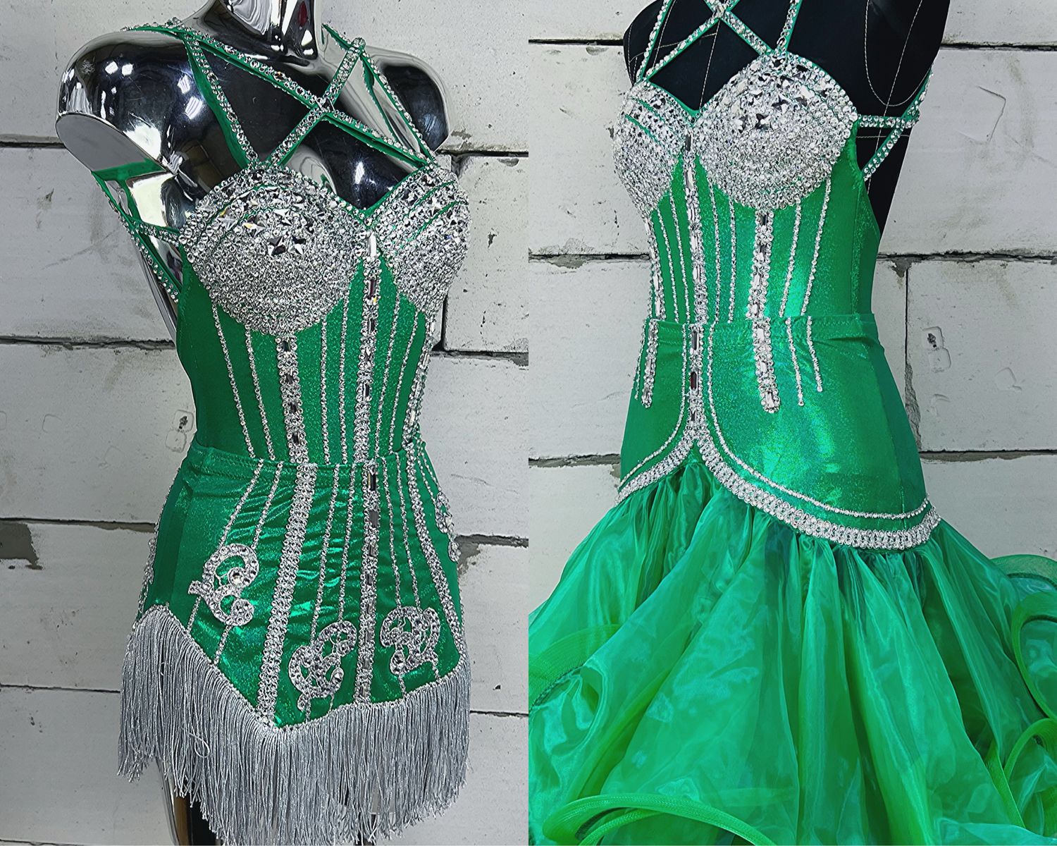 Бальные танцы зеленое платье