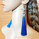 Earrings tassels long Spell of the blue stones. Tassel earrings. elena (luxus-stil). Online shopping on My Livemaster.  Фото №2