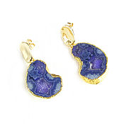 Украшения handmade. Livemaster - original item Purple earrings with quartz druses 