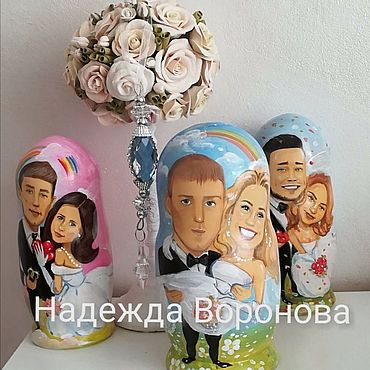 Свадебный салон ручной работы. Ярмарка Мастеров - ручная работа Подарки: матрешки по фото. Handmade.