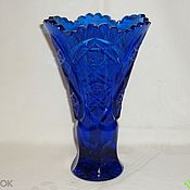 Винтаж handmade. Livemaster - original item Flower vase. Color BLUE COBALT glass. The beginning of the 20th century. Handmade.