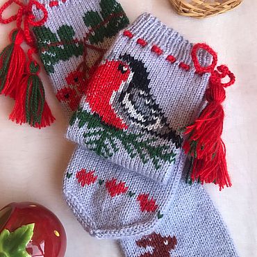 Аксессуары ручной работы. Ярмарка Мастеров - ручная работа Носочки- гольфы подарочные «Ах рябинушка» (в наличии с сердечками). Handmade.