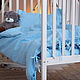 Linen bed linen for a baby cot in blue color. Bedding sets. molinialife. My Livemaster. Фото №6