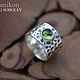 Forged silver ring with chrysolite, Rings, St. Petersburg,  Фото №1