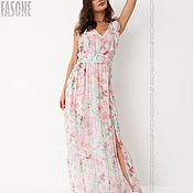 Одежда handmade. Livemaster - original item dresses: Chiffon Pink Floor-length Dress Premium Fabric. Handmade.