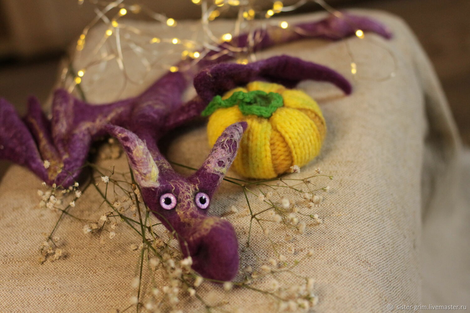 Фиолетовый дракон - валяная игрушка. Дракон из войлока. Дракончик, Войлочная игрушка, Санкт-Петербург,  Фото №1