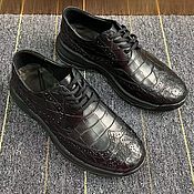 Обувь ручной работы handmade. Livemaster - original item Sneakers made of genuine crocodile leather, with brogation, black color.. Handmade.