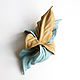 Brooch flower made of leather Mint apricot mint blue apricot. Brooches. De-Si-Re. Online shopping on My Livemaster.  Фото №2