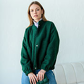 Одежда handmade. Livemaster - original item Bomber lamb boucle Emerald Green Demi-season women`s jacket. Handmade.