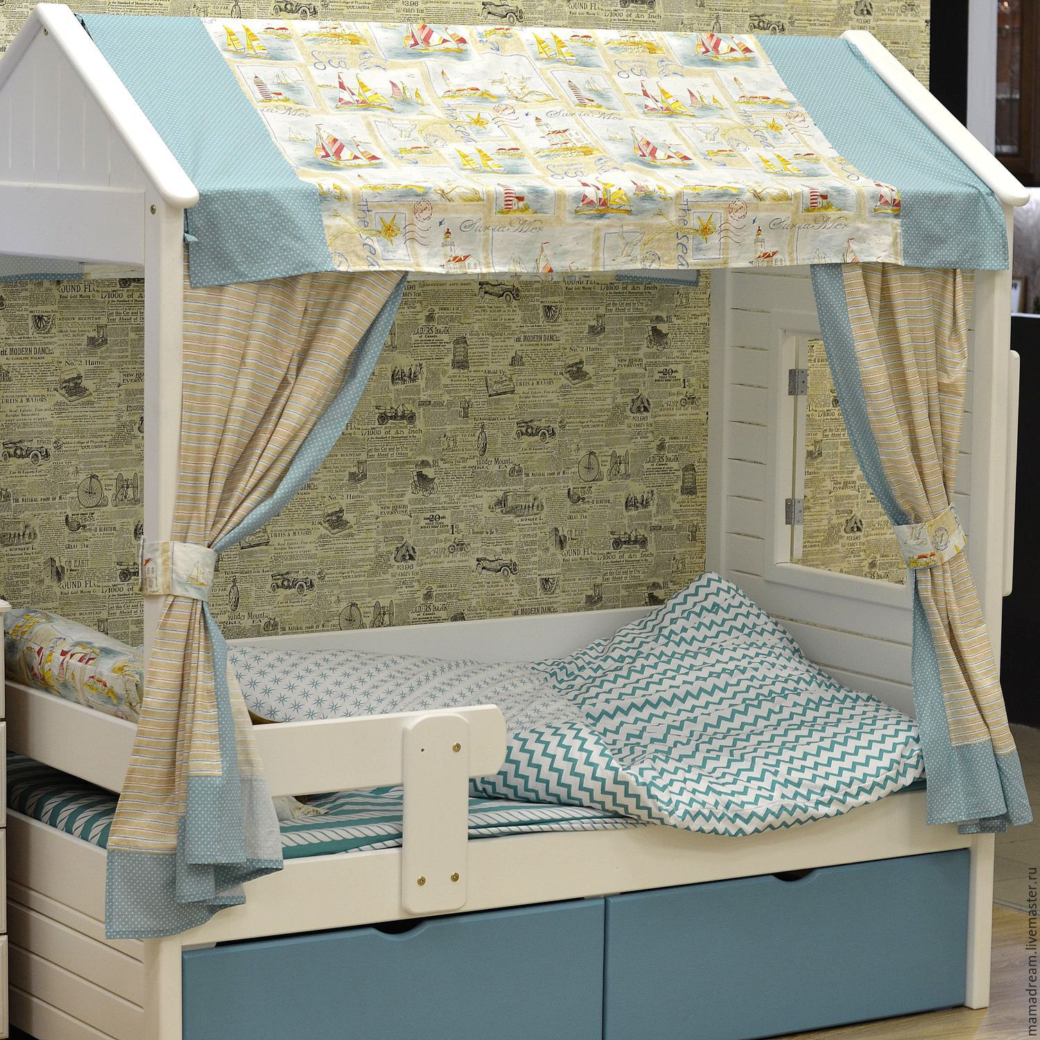 кровать для мальчика с балдахином домик