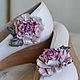 Pinzas para zapatos rosa de cuero ' Aelita'. Foot Jewelry. LIUDMILA SKRYDLOVA (flower glade). Интернет-магазин Ярмарка Мастеров.  Фото №2
