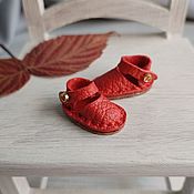 Куклы и игрушки handmade. Livemaster - original item Sandals for doll ob11 color - scarlet 18mm. Handmade.