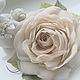 FABRIC FLOWERS. Chiffon rose ' White sand'. Brooches. fioridellavita. My Livemaster. Фото №4