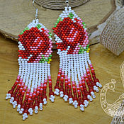 Украшения handmade. Livemaster - original item Earrings with a fringe of Rose, bead earrings, long earrings. Handmade.