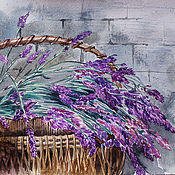Картины и панно handmade. Livemaster - original item Watercolor painting lavender Basket. Handmade.