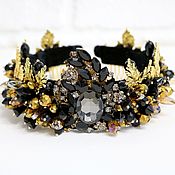 Украшения handmade. Livemaster - original item Black and gold Dolce headband crown Beaded tiara Red royal diadem. Handmade.