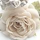 FABRIC FLOWERS. Chiffon rose ' White sand', Brooches, Vidnoye,  Фото №1