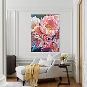 Картины и панно handmade. Livemaster - original item Interior Oil painting on Canvas Peonies Flower Painting.. Handmade.
