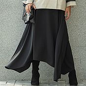Одежда handmade. Livemaster - original item Black floor length skirt 4 wedges on a crepe yoke. Handmade.