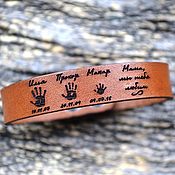 Украшения handmade. Livemaster - original item Leather bracelet with engraving. Handmade.