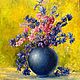 Картина  ваза с цветами 60 х 50 см  синяя ваза картина масло холст, Картины, Пятигорск,  Фото №1