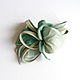 Brooch flower leather aquamarine icy light mint, Brooches, Moscow,  Фото №1