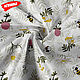 Ткань сатин Пчелы в полевых цветах белая с дизайнерским принтом, Ткани, Москва,  Фото №1
