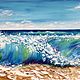 Oil painting with sea. Seascape with foam. Pictures. Zabaikalie. My Livemaster. Фото №5